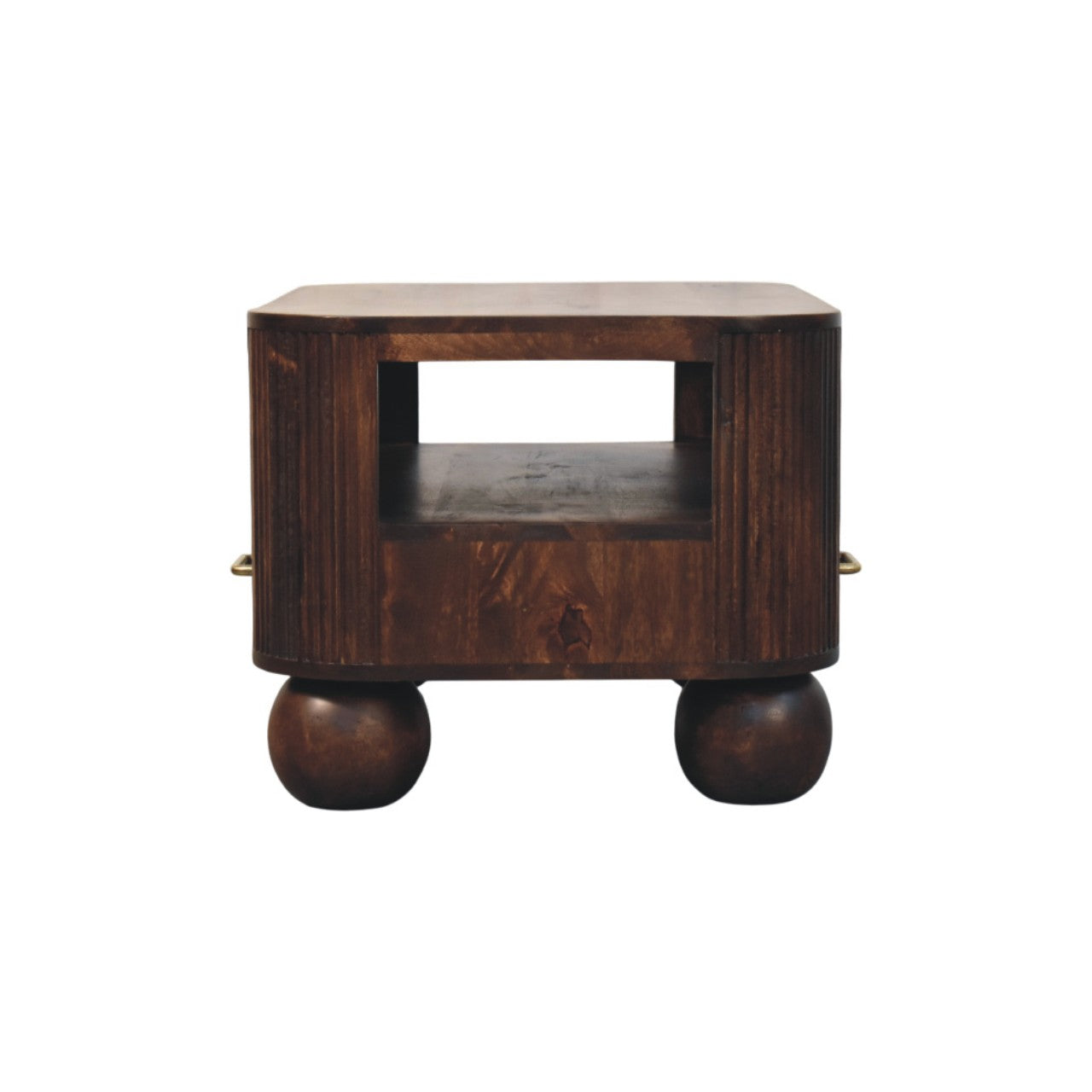 Sphere Leg Coffee Table - Solid Mango Wood Walnut Finish
