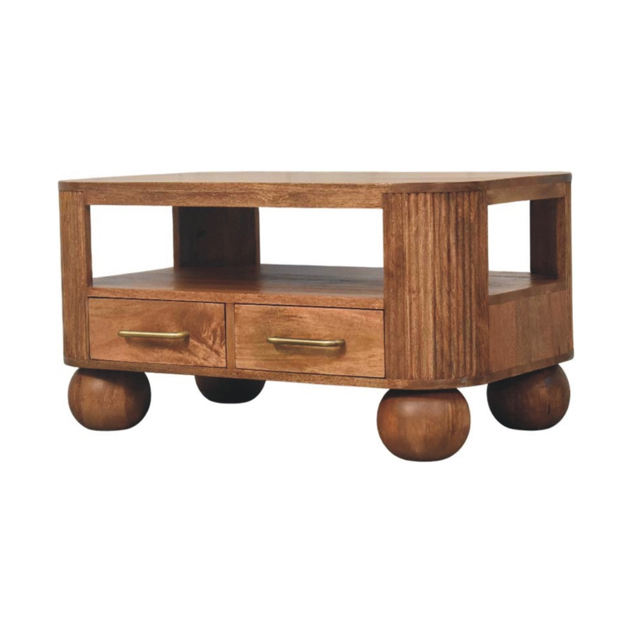Briarwood Fluted Coffee Table - Solid Mango Wood Golden Teak