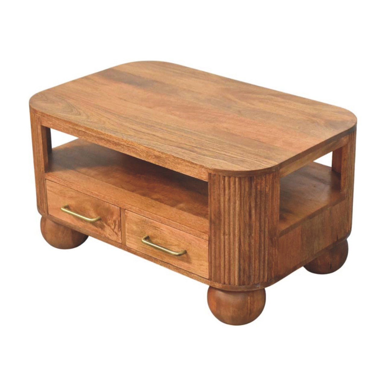 Briarwood Fluted Coffee Table - Solid Mango Wood Golden Teak