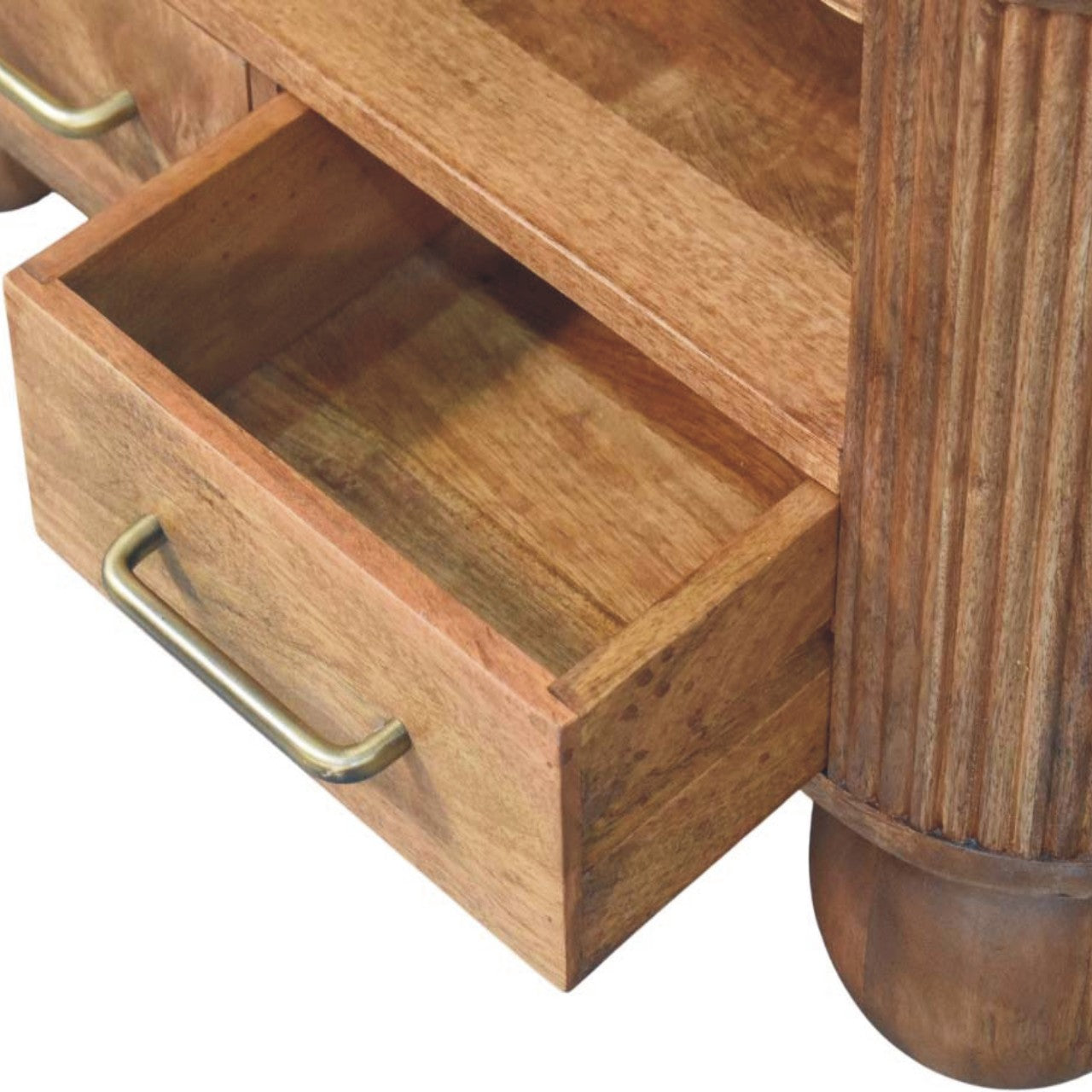 Briarwood Fluted Coffee Table - Solid Mango Wood Golden Teak