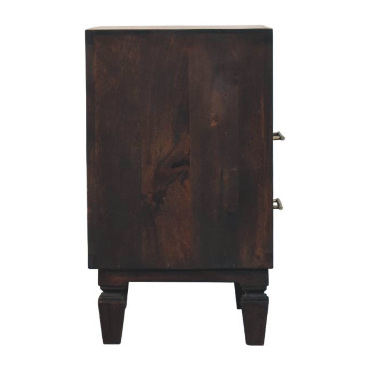 Cadiz Carved Bedside Table - Solid Mango Wood Velvet Mocha
