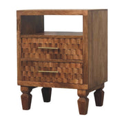 Cadiz Carved Open-Shelf Bedside - Golden Teak Solid Mango Wood