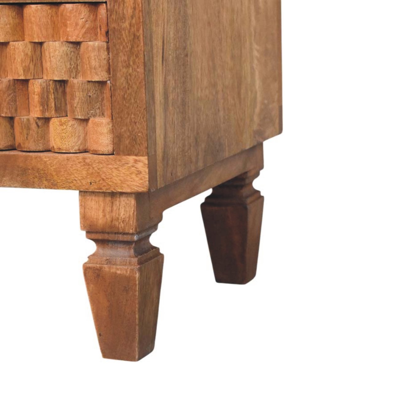 Cadiz Carved Open-Shelf Bedside - Golden Teak Solid Mango Wood