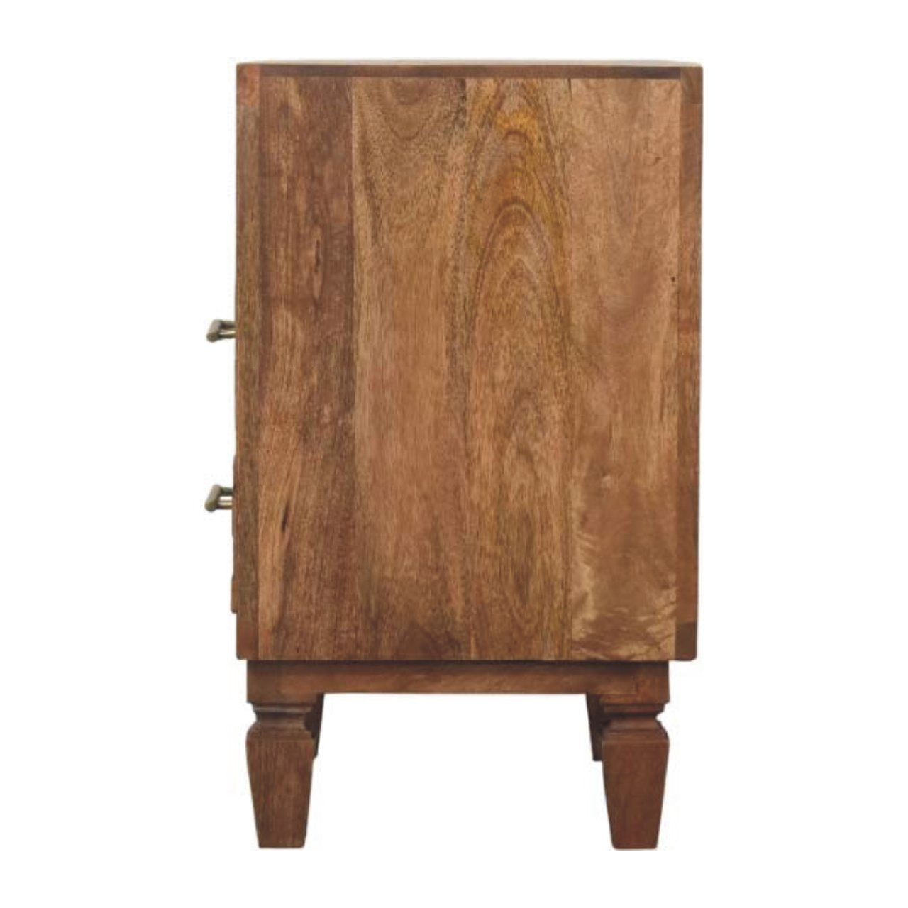 Cadiz Carved Open-Shelf Bedside - Golden Teak Solid Mango Wood