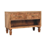 Cadiz Carved Shoe Cabinet - Golden Teak Solid Mango Wood