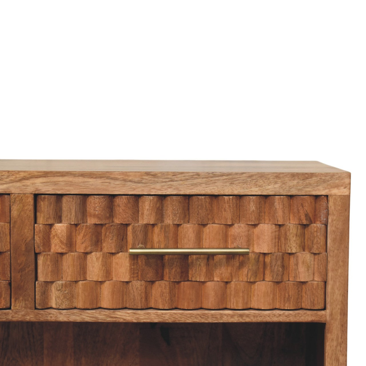 Cadiz Carved Shoe Cabinet - Golden Teak Solid Mango Wood