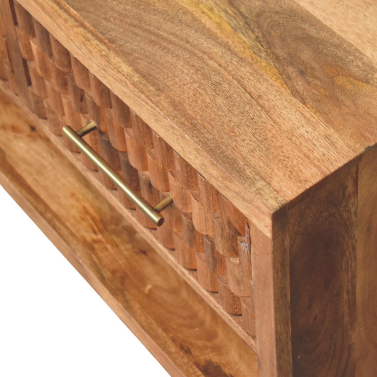Cadiz Carved Shoe Cabinet - Golden Teak Solid Mango Wood