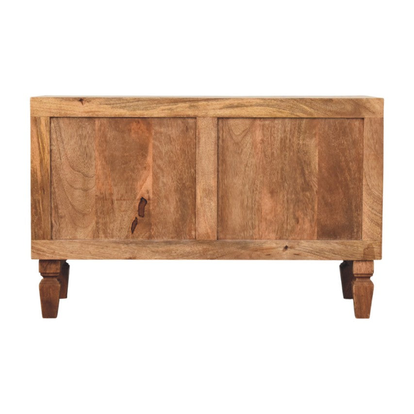 Cadiz Carved Shoe Cabinet - Golden Teak Solid Mango Wood