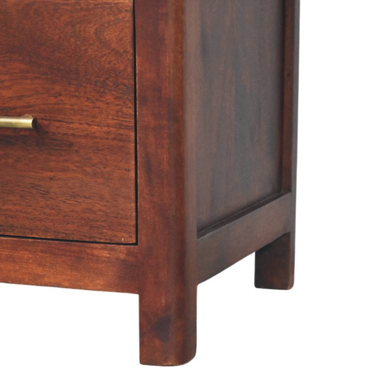 Arched Edge 1 Drawer Bedside Table - Solid Mango Wood Oak Finish
