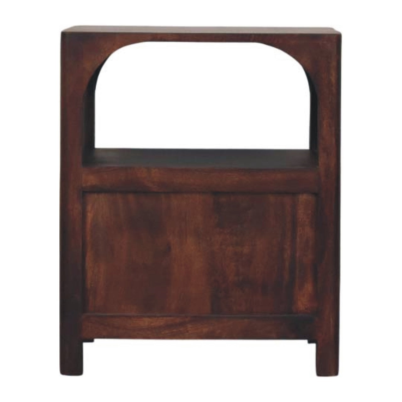 Arched Edge 1 Drawer Bedside Table - Solid Mango Wood Oak Finish