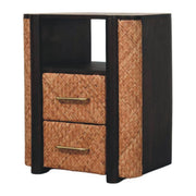 Havana Nightstand - Solid Mango Wood Velvet Mocha 2-Drawer