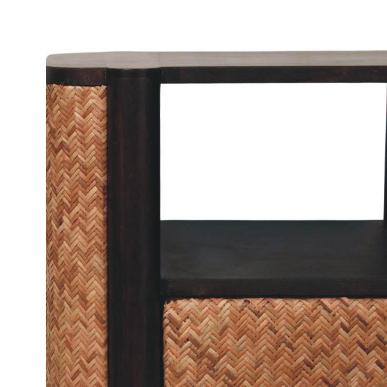 Havana Nightstand - Solid Mango Wood Velvet Mocha 2-Drawer