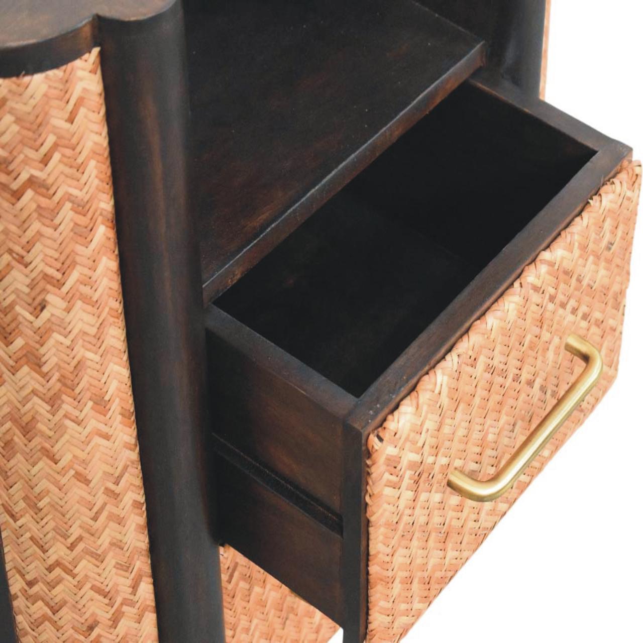 Havana Nightstand - Solid Mango Wood Velvet Mocha 2-Drawer