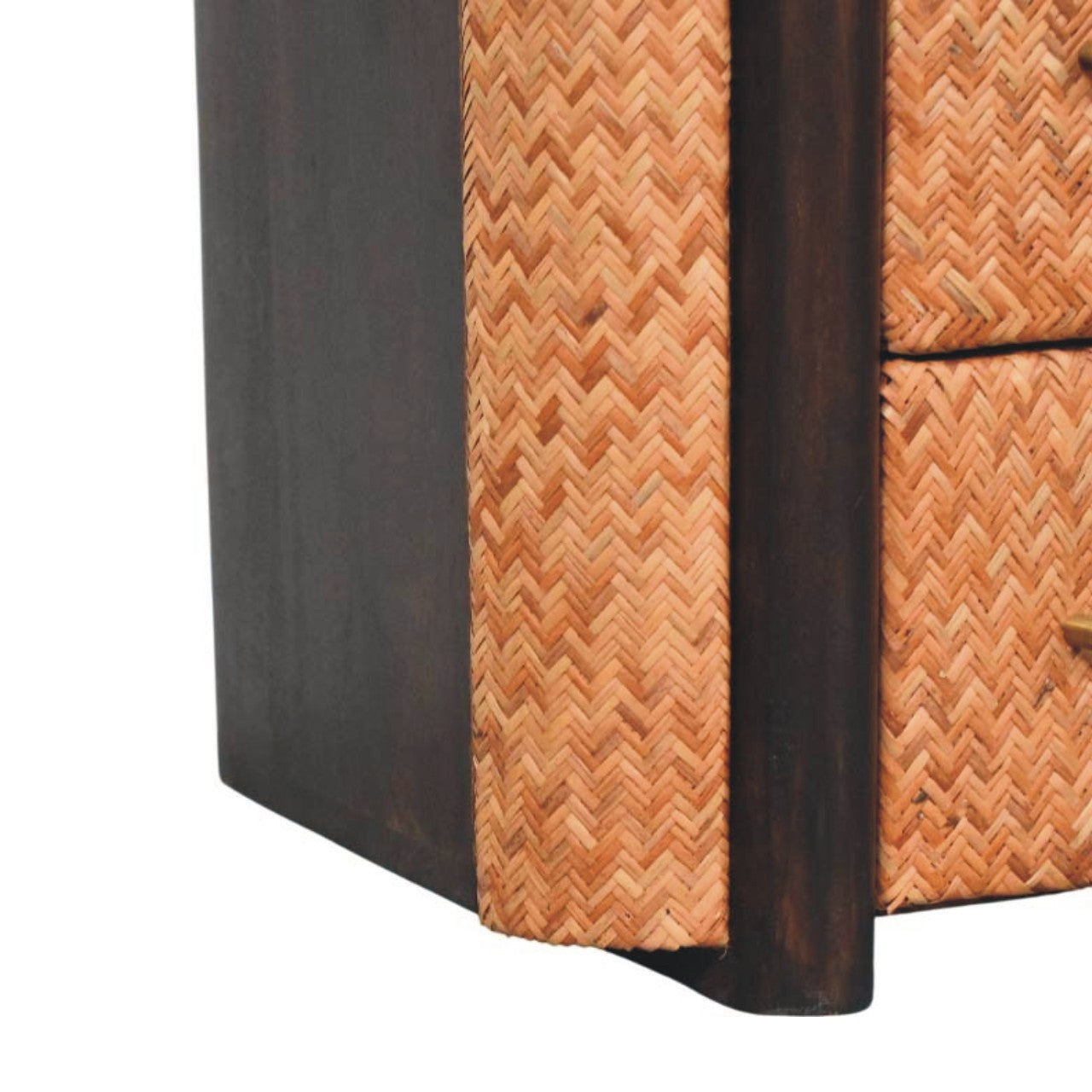 Havana Nightstand - Solid Mango Wood Velvet Mocha 2-Drawer