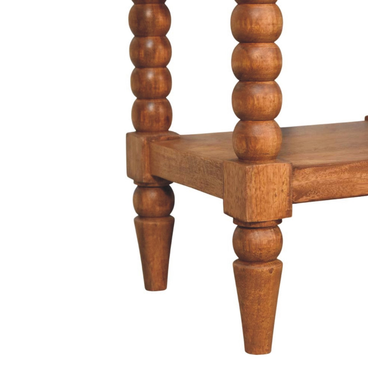 Spindle Bedside Table - Amber Oak Solid Mango Wood