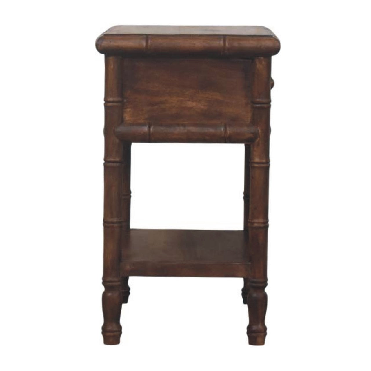 Bamboo Carved Bedside Table - Solid Mango Wood Roasted Almond
