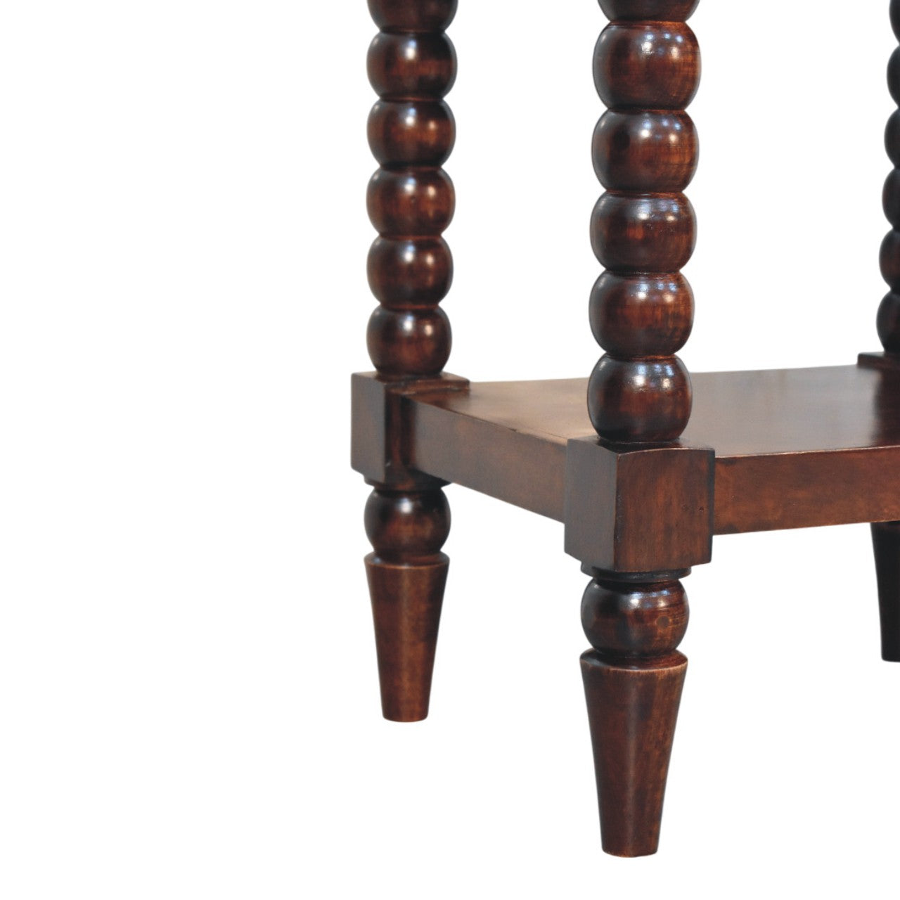 Spindle Winewood Bedside Table - Solid Mango Wood with Drawer