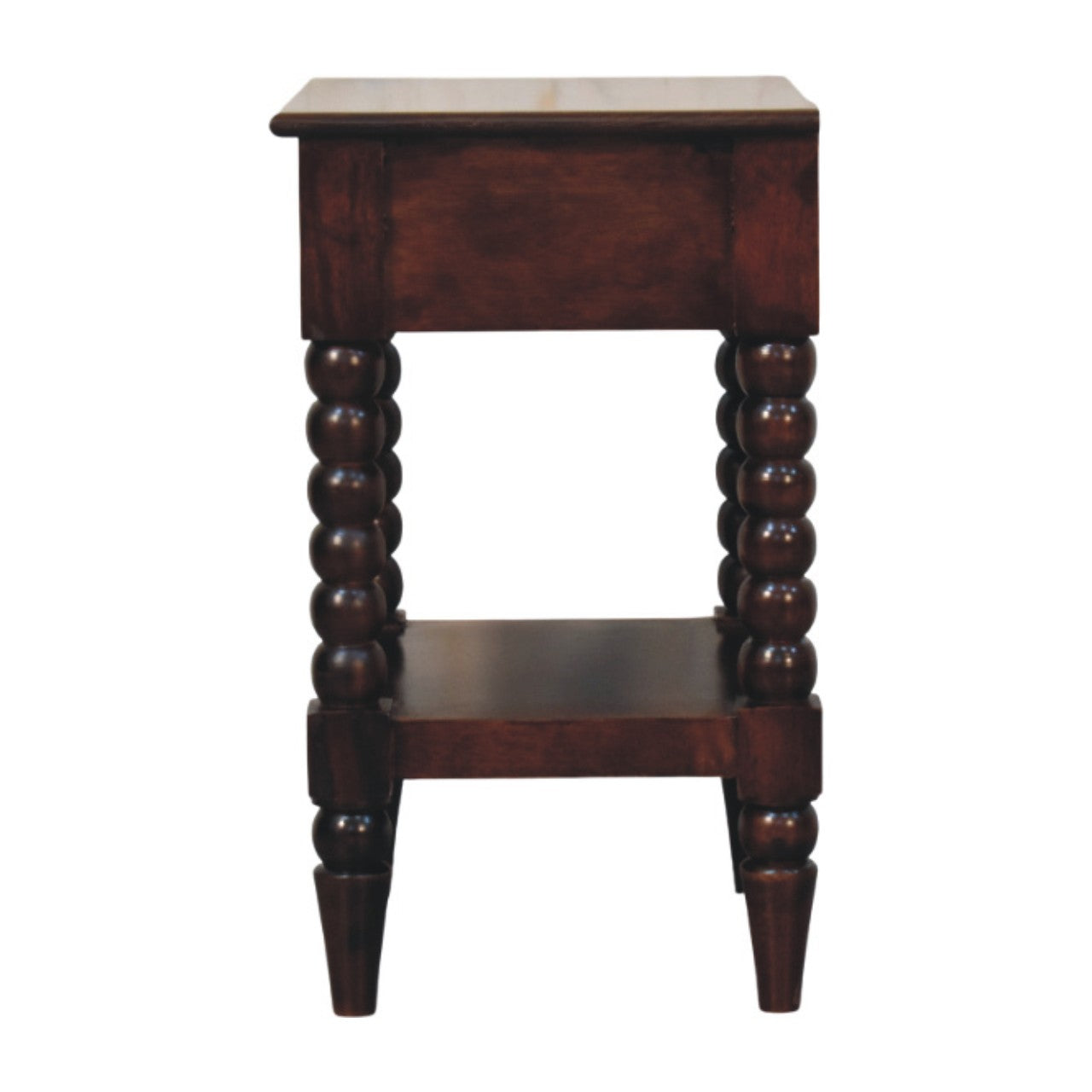 Spindle Winewood Bedside Table - Solid Mango Wood with Drawer