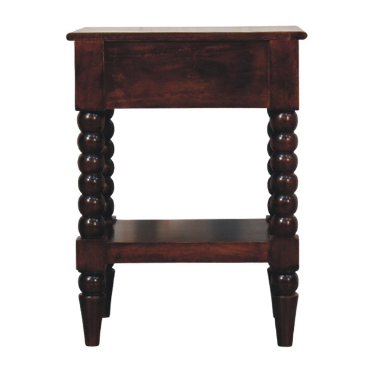 Spindle Winewood Bedside Table - Solid Mango Wood with Drawer