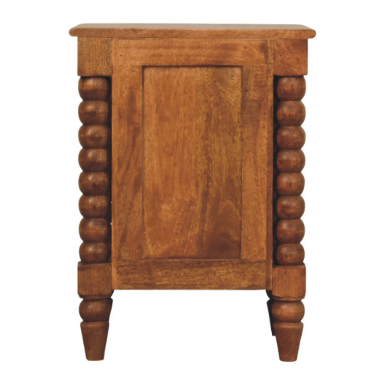 Spindle Amber Bedside Table - Solid Mango Wood 2 Drawers