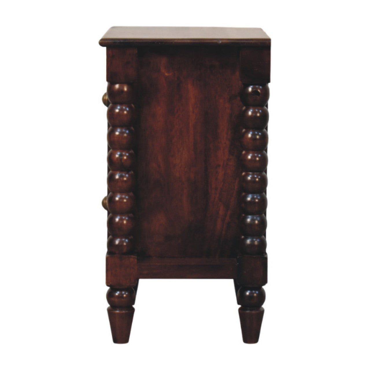 Spindle Winewood Nightstand - Solid Mango Wood 2-Drawer