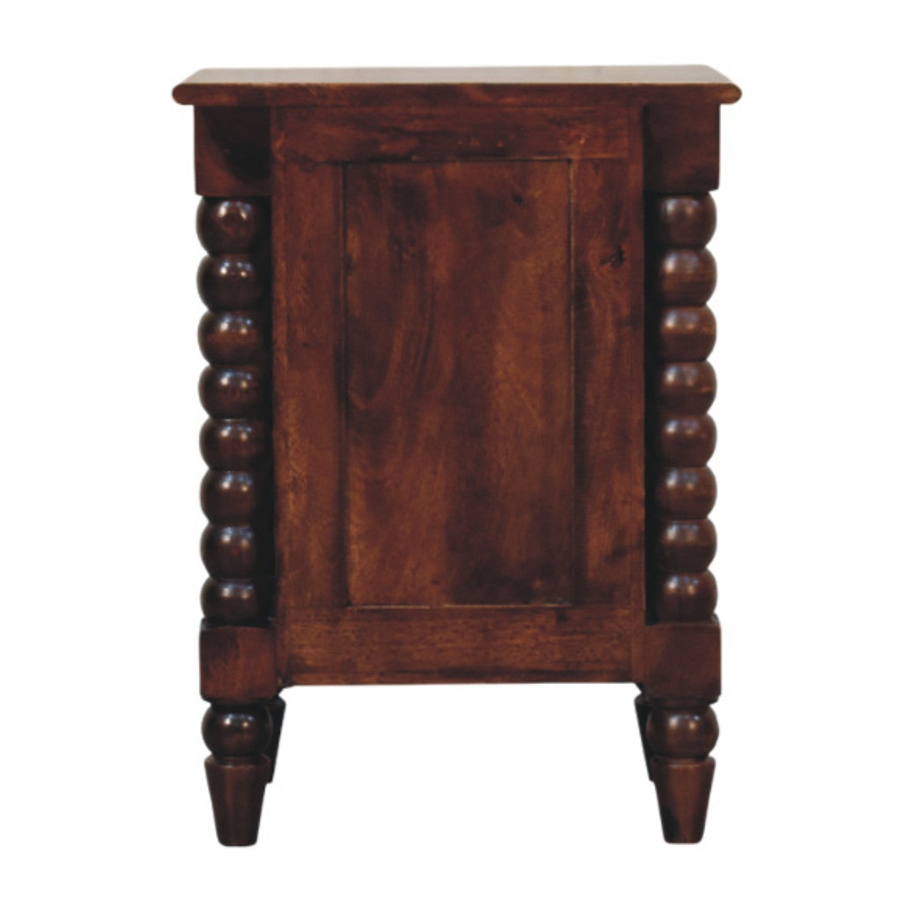 Spindle Winewood Nightstand - Solid Mango Wood 2-Drawer