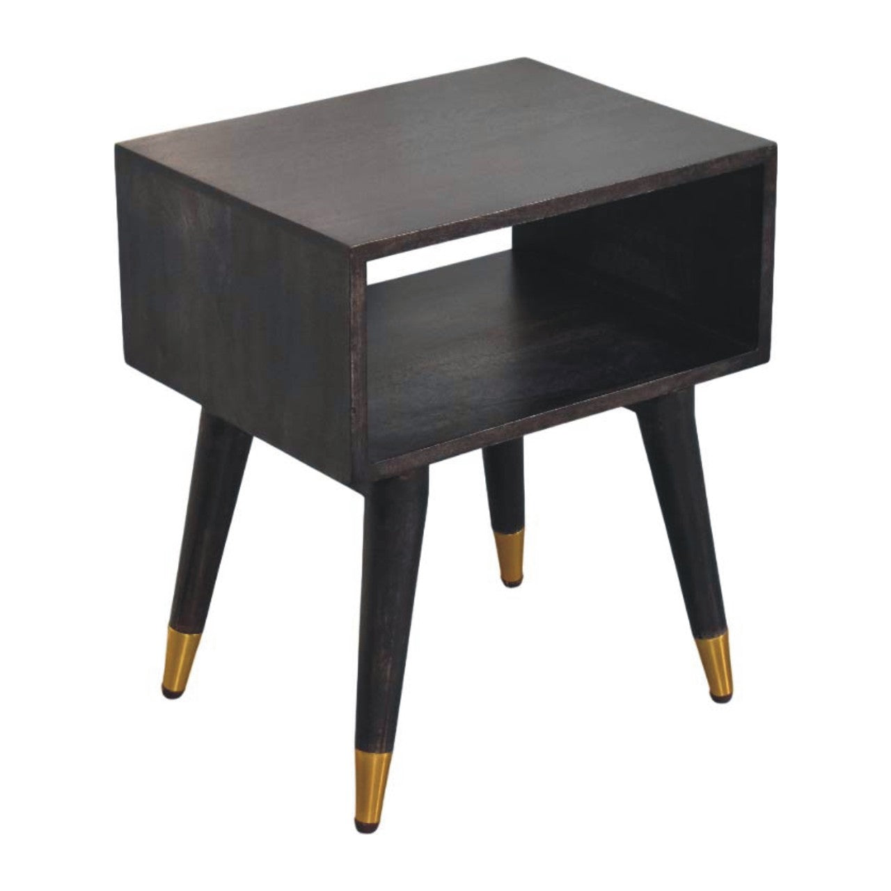 Valenza Bedside Table - Carbon Ash Solid Mango Wood