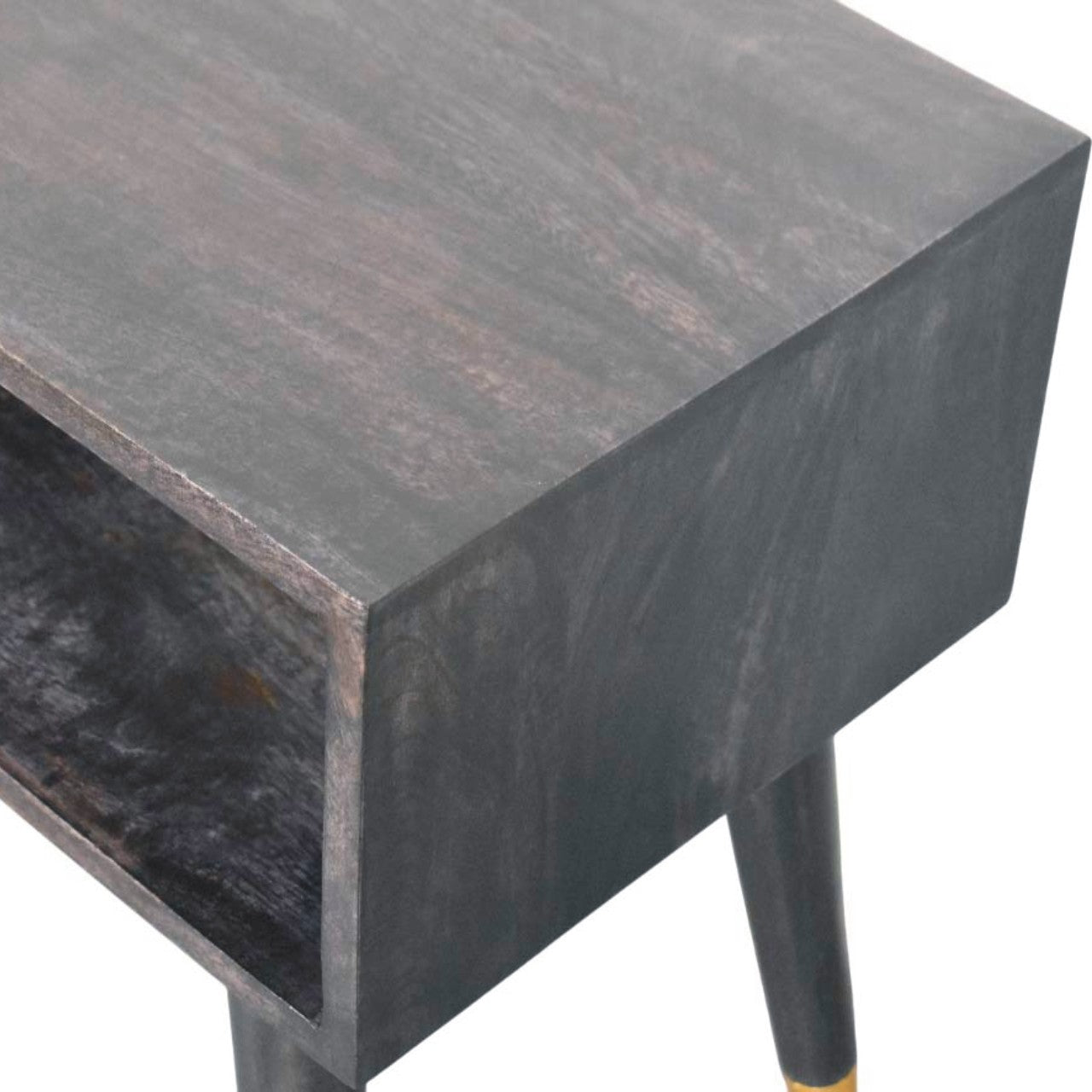 Valenza Bedside Table - Carbon Ash Solid Mango Wood