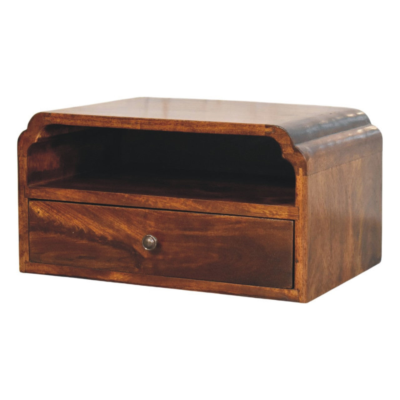 Avora Wall-Mounted Bedside Table - Chestnut Solid Mango Wood