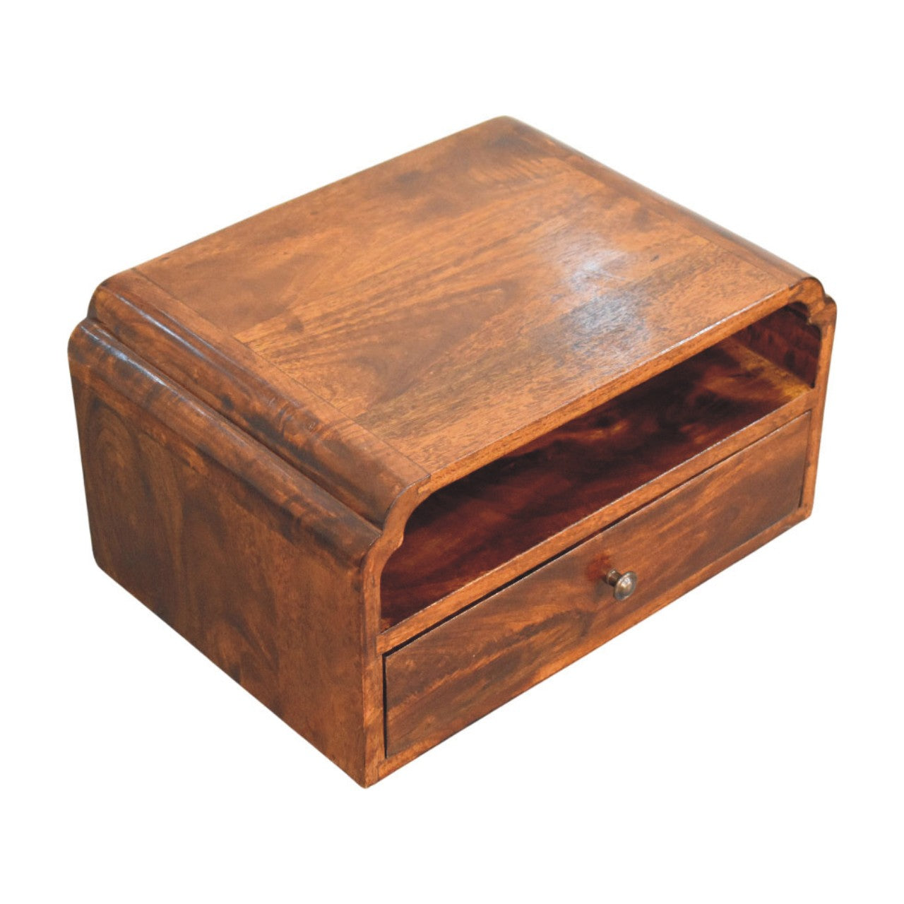 Avora Wall-Mounted Bedside Table - Chestnut Solid Mango Wood