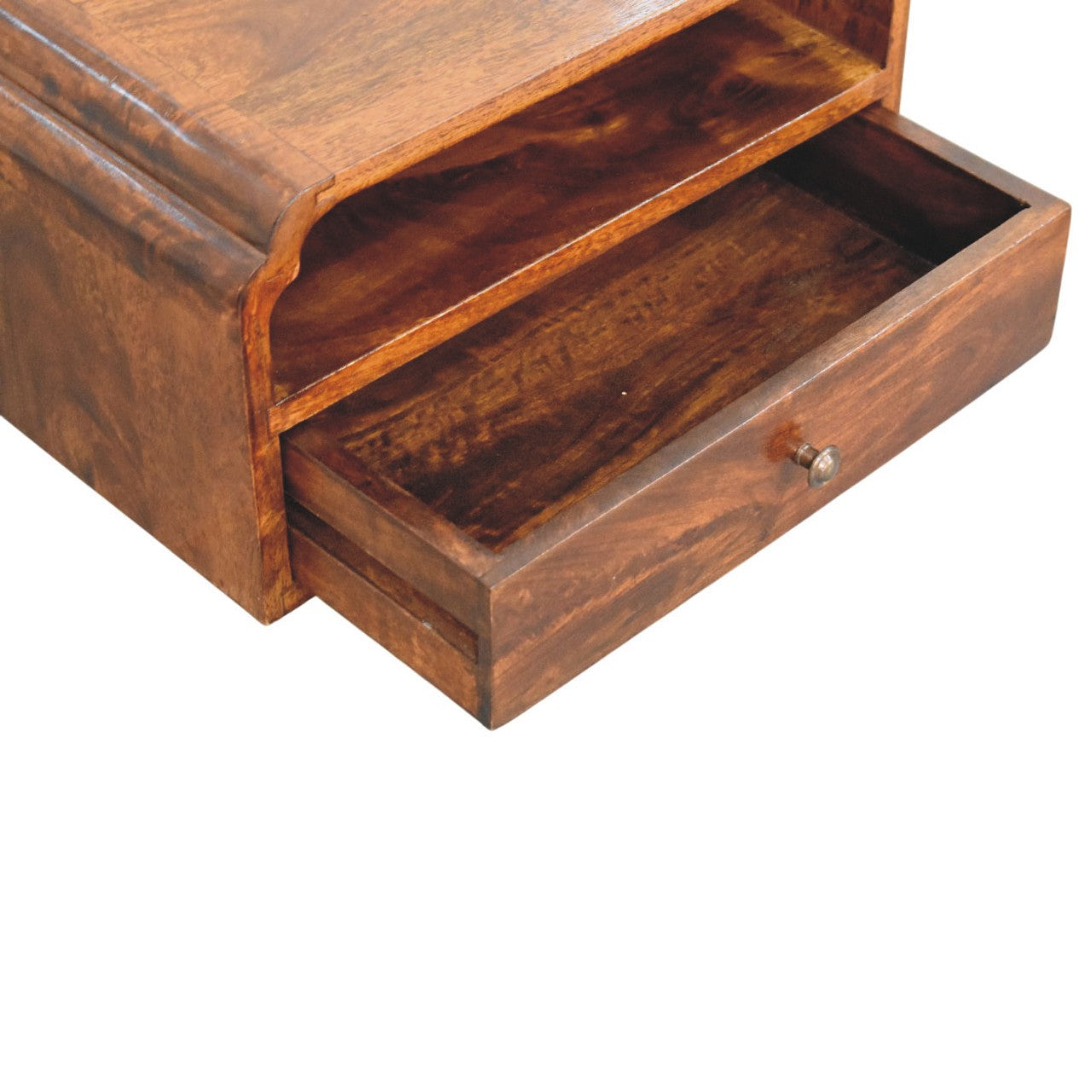 Avora Wall-Mounted Bedside Table - Chestnut Solid Mango Wood