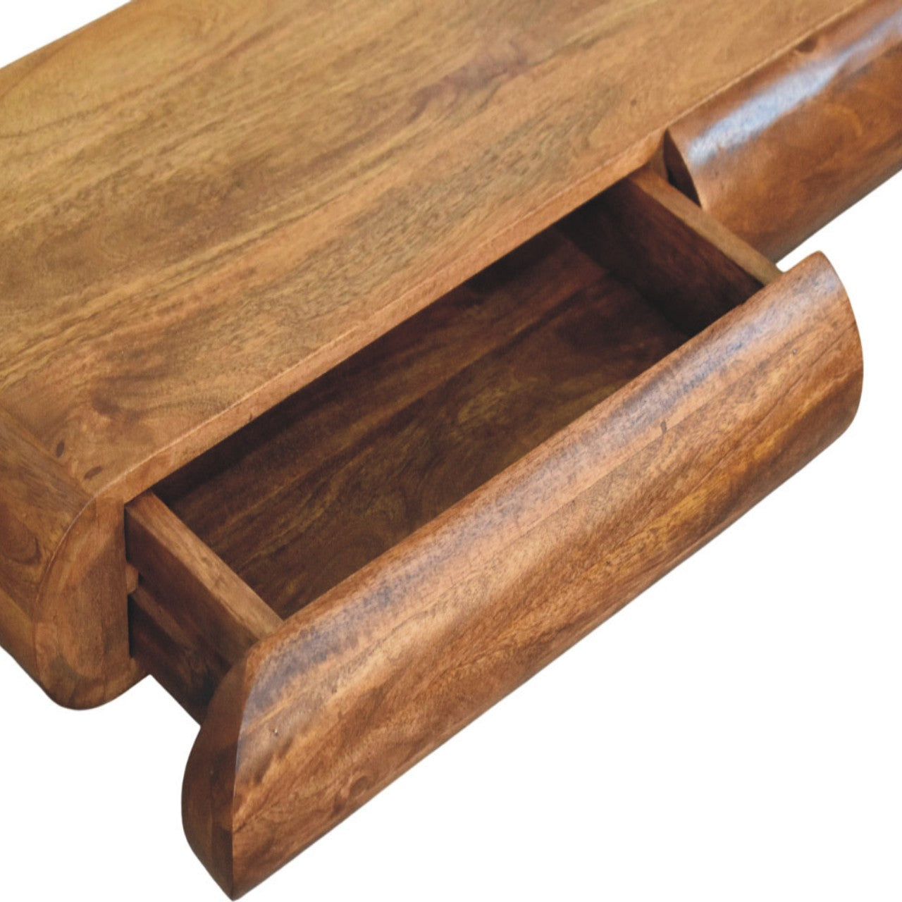 Solis Wall-Mounted Console - Solid Mango Wood Amber Oak finish