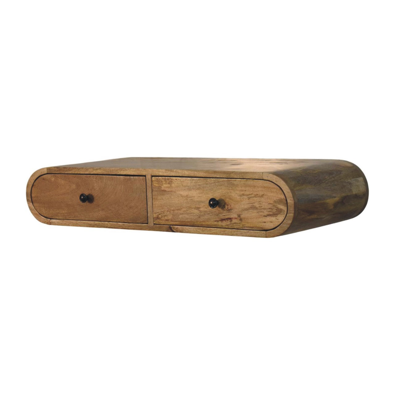 Contour Wall Console - Solid Mango Wood Oak-ish Finish