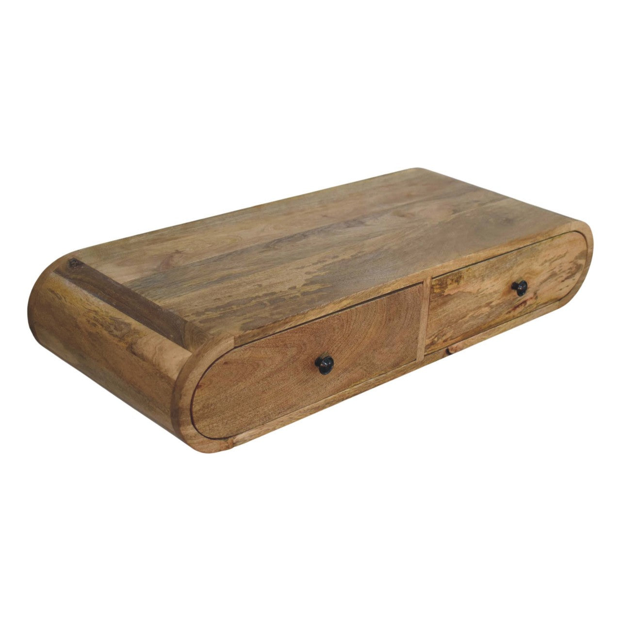 Contour Wall Console - Solid Mango Wood Oak-ish Finish