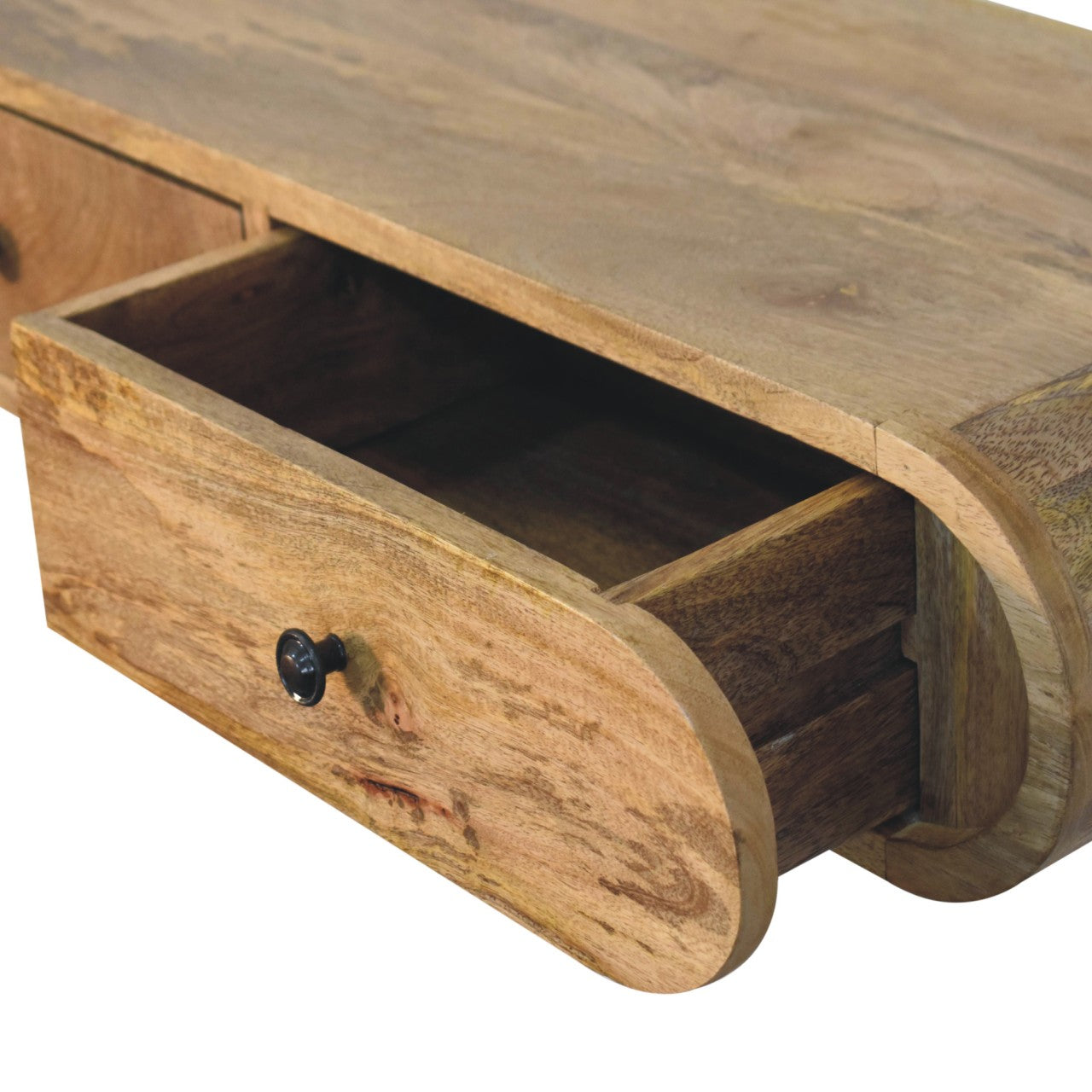 Contour Wall Console - Solid Mango Wood Oak-ish Finish