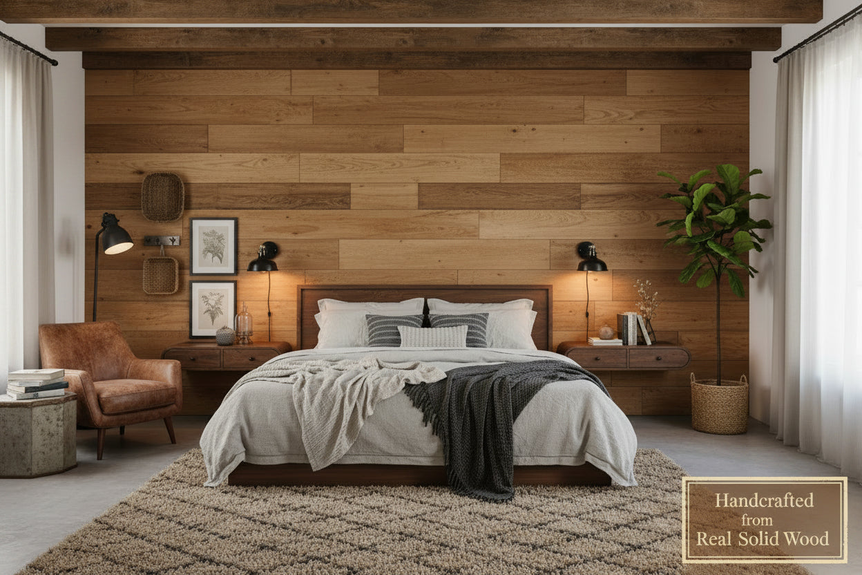 Contour Floating Wall Console - Solid Mango Wood Classic Grey