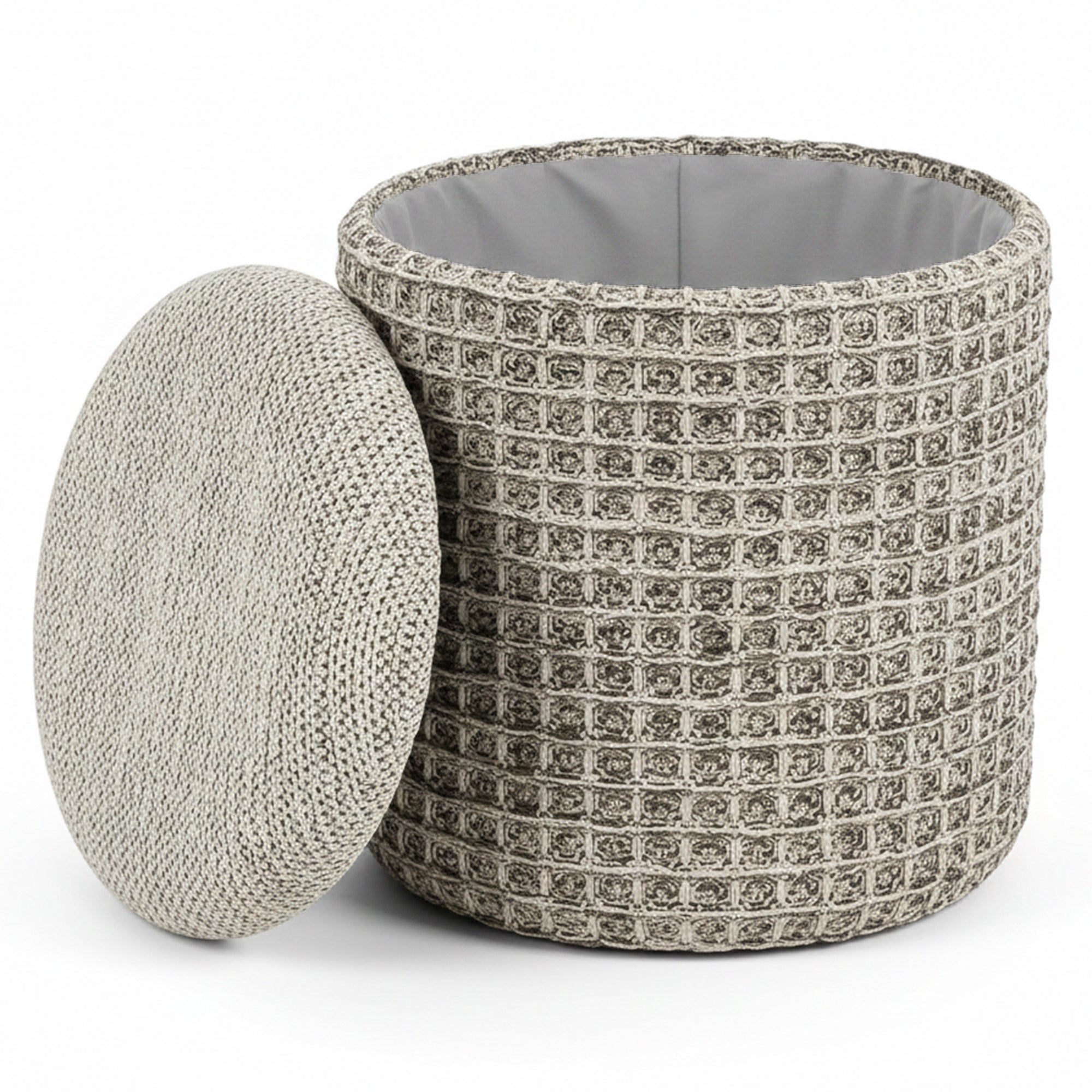Indigo Storage Ottoman - Beige Charcoal-DECOROLALA