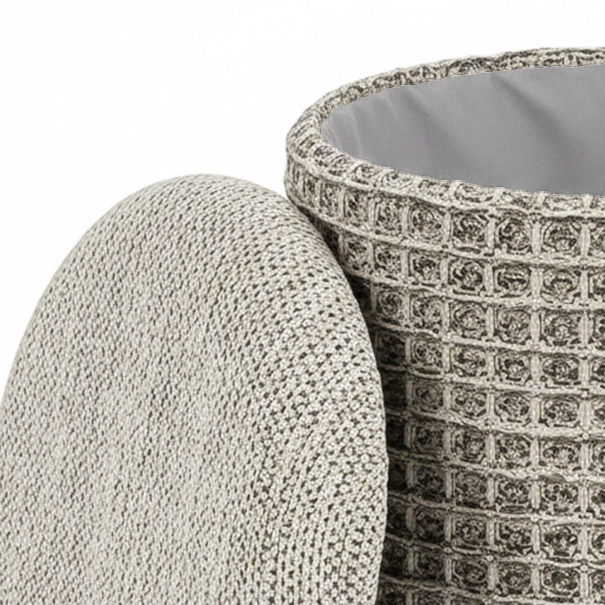 Indigo Storage Ottoman - Beige Charcoal-DECOROLALA