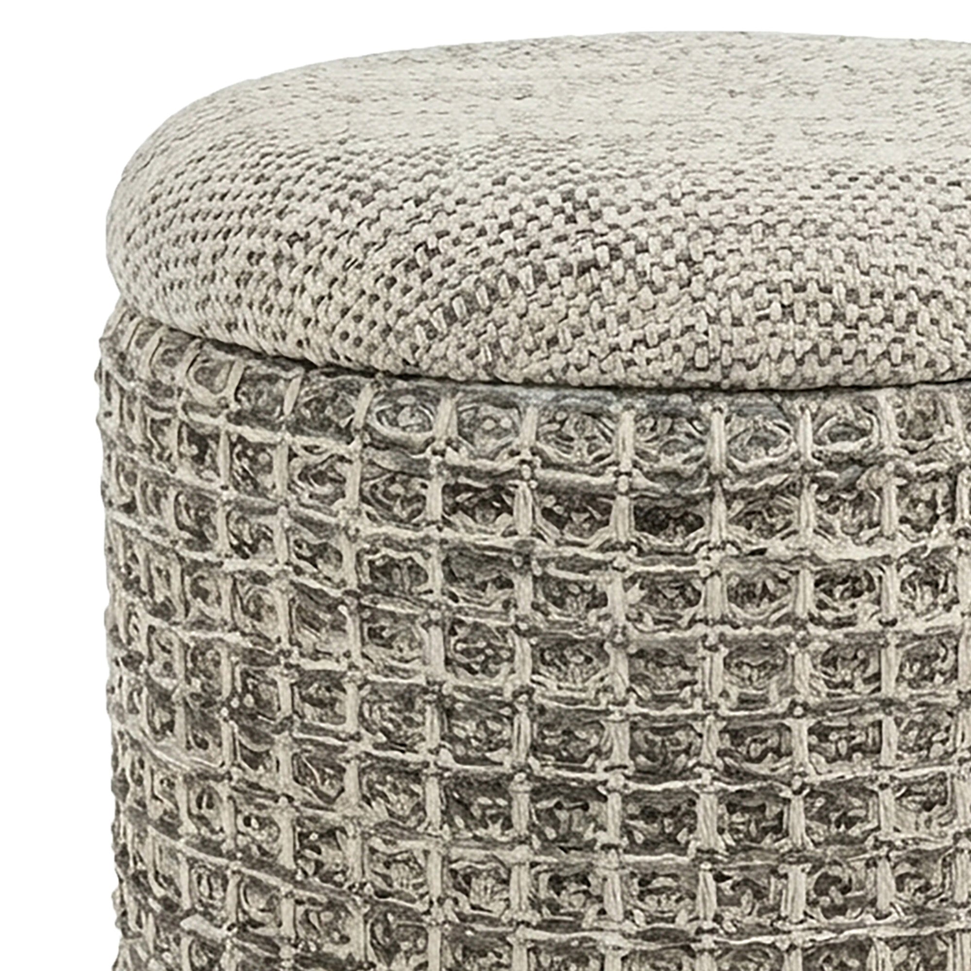 Indigo Storage Ottoman - Beige Charcoal-DECOROLALA