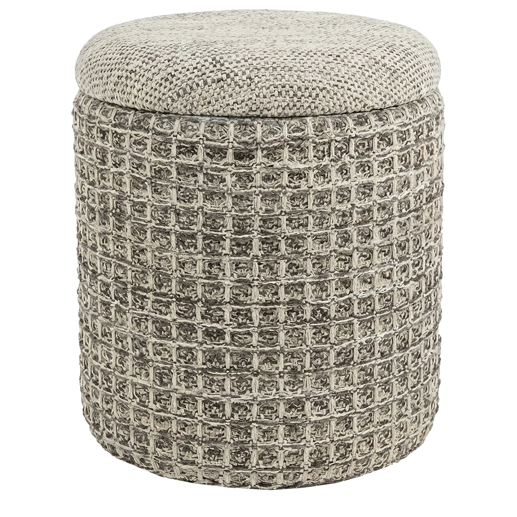 Indigo Storage Ottoman - Beige Charcoal-DECOROLALA