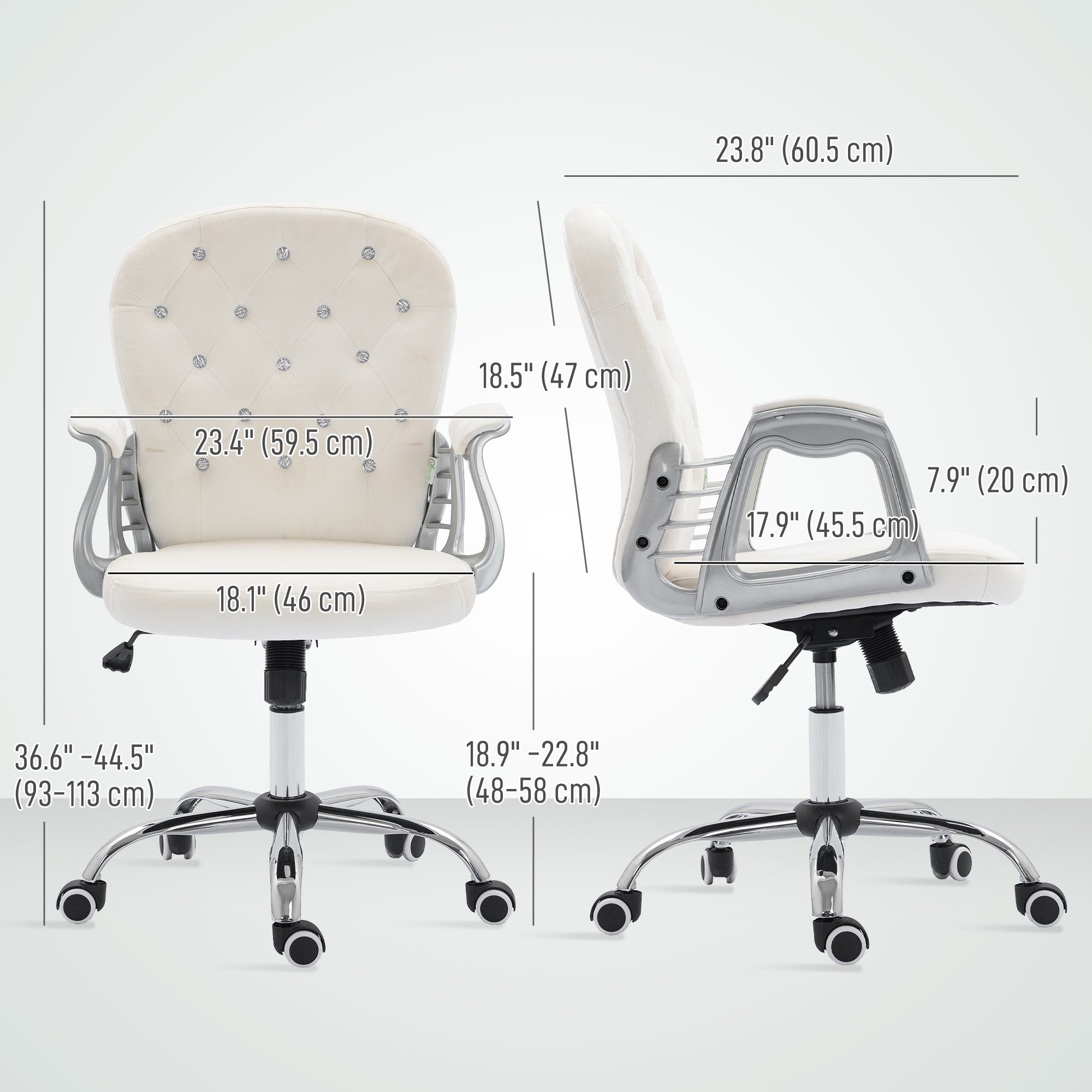 Office Chair, Computer Desk Chair with Adjustable Height and Tufted Back, Cream White-Office Products > Office Furniture > Office Chairs > Task Chairs-DECOROLALA