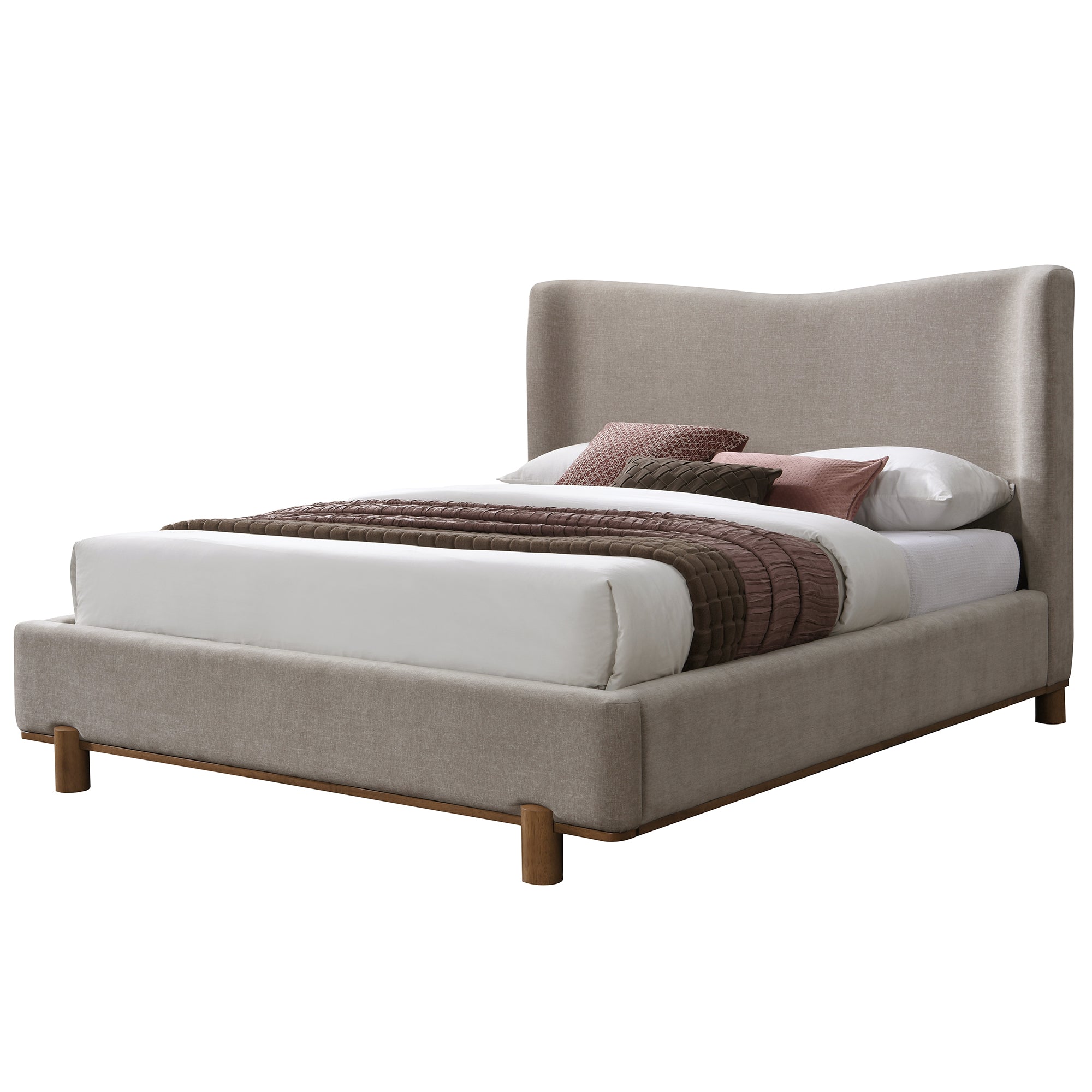 ISADORA-60" PLATFORM BED-DARK BEIGE-Bed frame-DECOROLALA