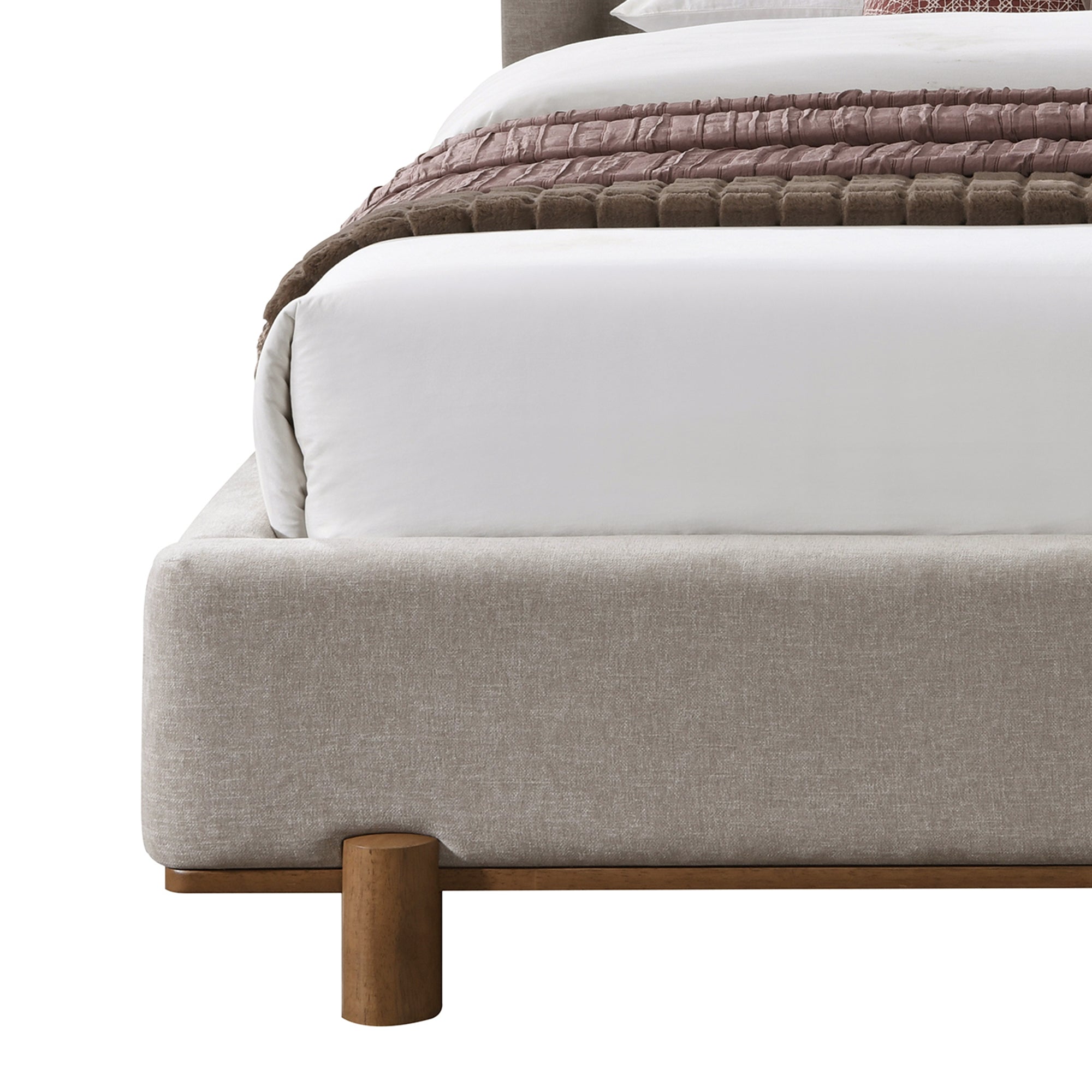 ISADORA-60" PLATFORM BED-DARK BEIGE-Bed frame-DECOROLALA