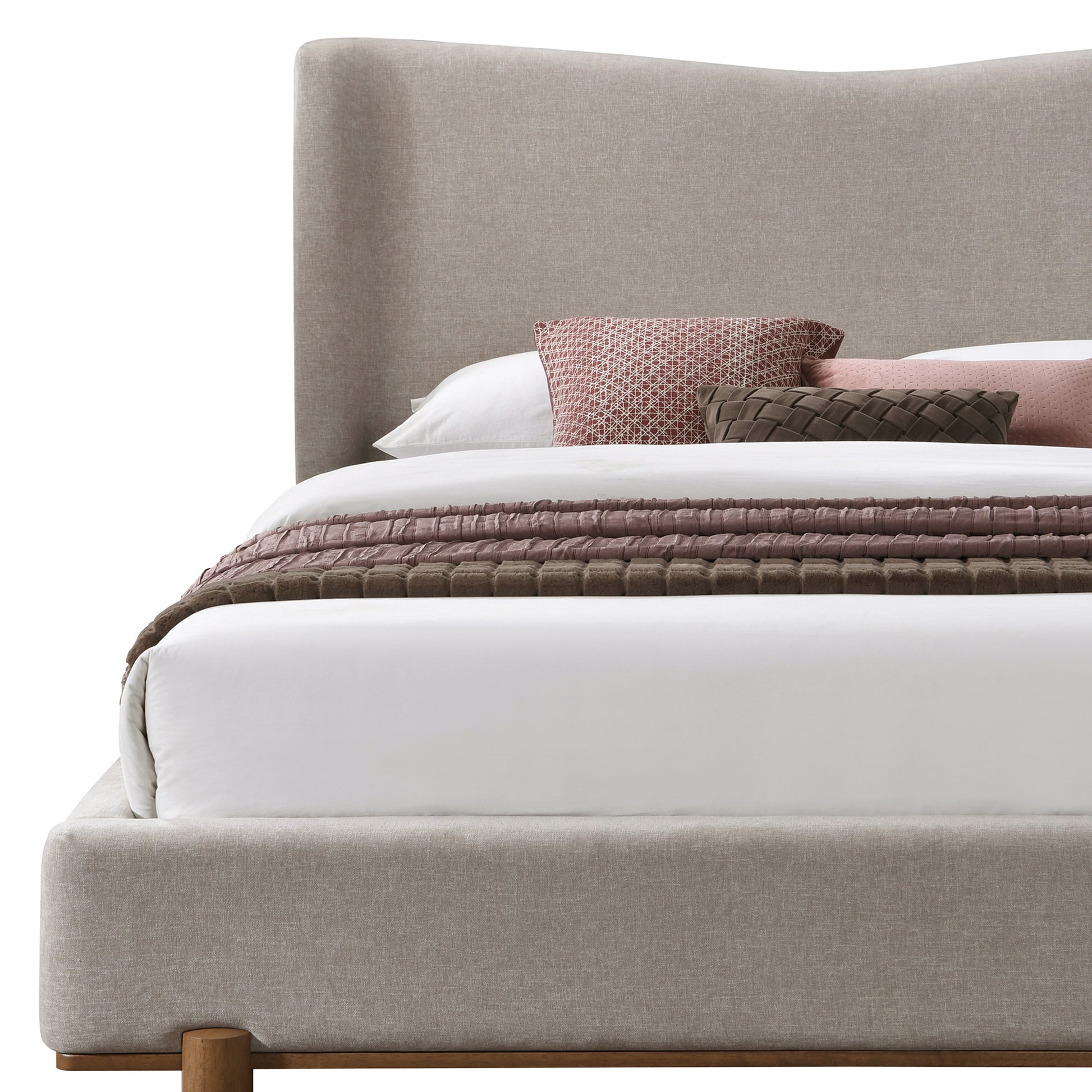 ISADORA-78" PLATFORM BED-DARK BEIGE-DECOROLALA
