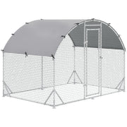 Galvanized Large Metal Chicken Coop Cage Walk-in Enclosure Poultry Hen Run House Playpen Rabbit Hutch with Cover for Outdoor Backyard 9.2' x 6.2' x 6.5' Silver