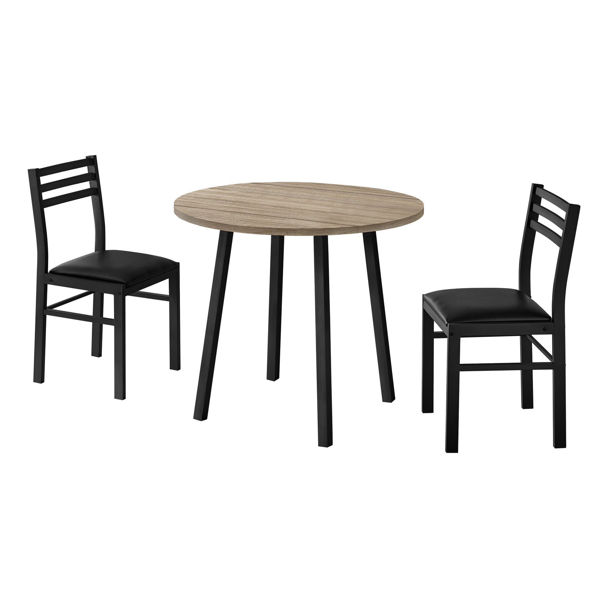 Dining Set - 3pcs Set / Dark Taupe Top / Black Metal-Dining Sets-DECOROLALA