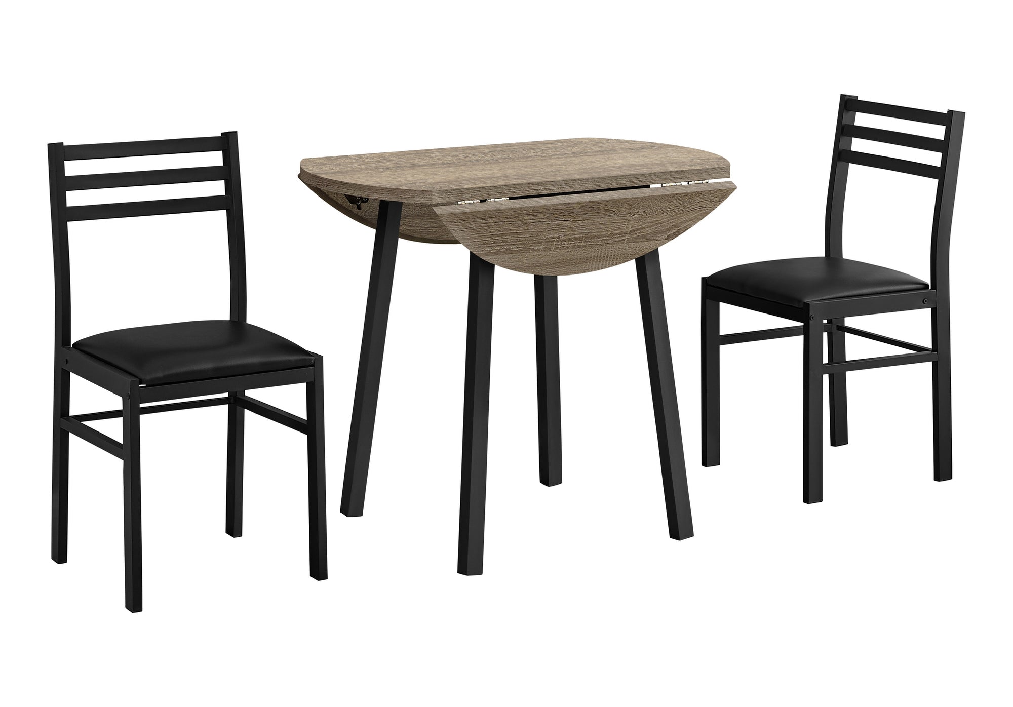 Dining Set - 3pcs Set / Dark Taupe Top / Black Metal-Dining Sets-DECOROLALA