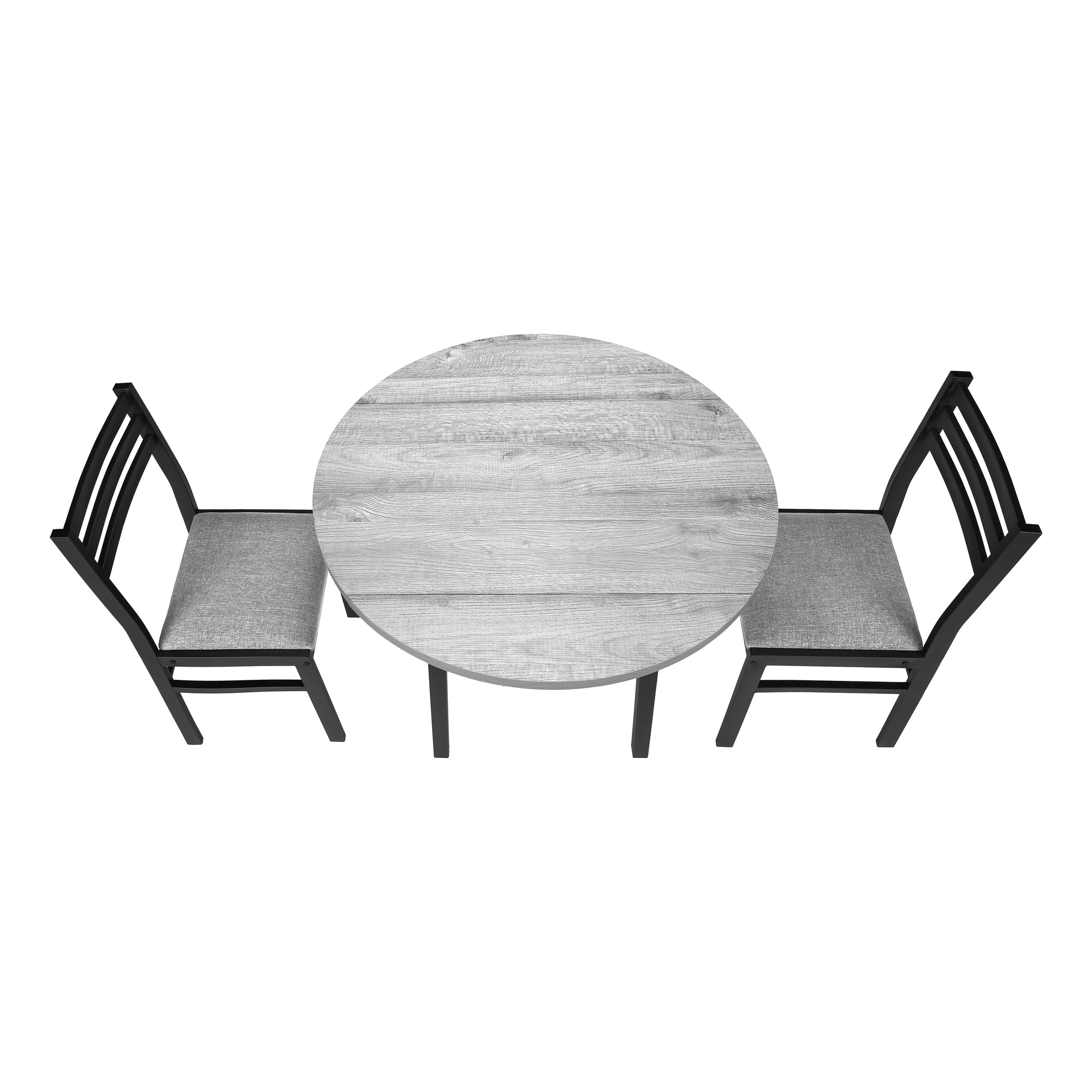 Dining Set - 3pcs Set / Dark Taupe Top / Black Metal-Dining Sets-DECOROLALA