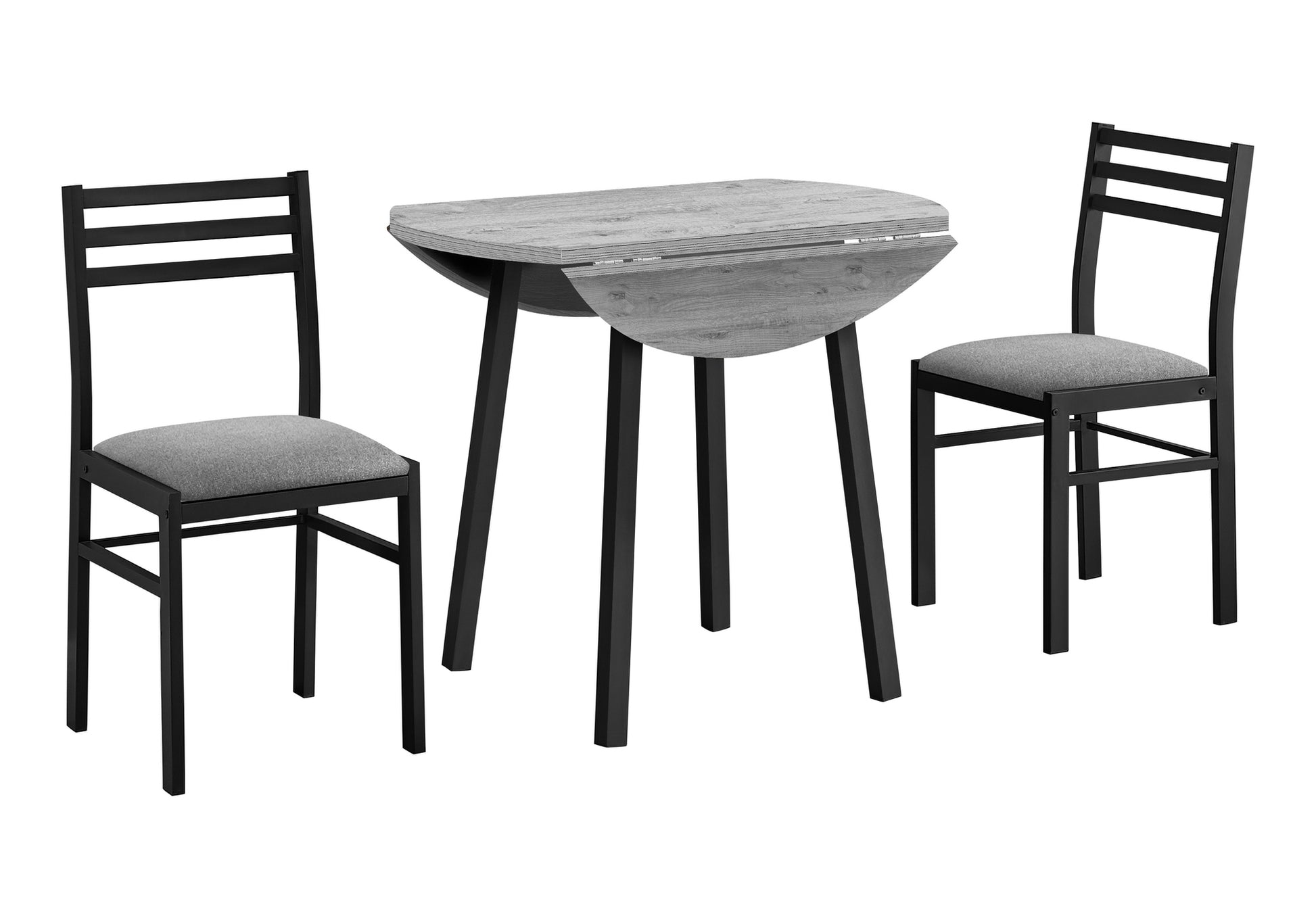 Dining Set - 3pcs Set / Dark Taupe Top / Black Metal-Dining Sets-DECOROLALA