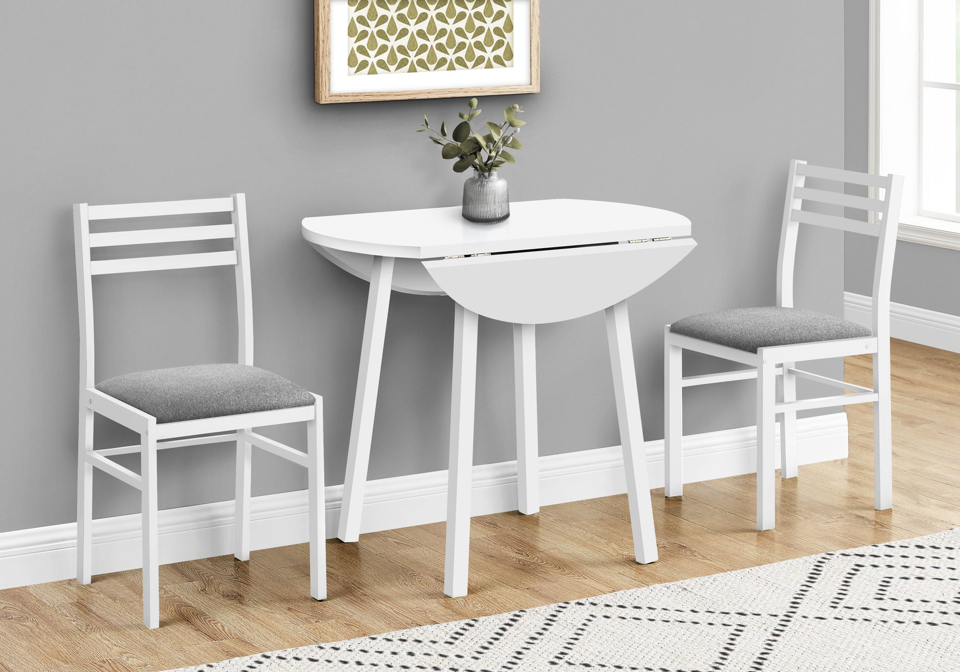 Dining Set - 3pcs Set / Dark Taupe Top / Black Metal-Dining Sets-DECOROLALA